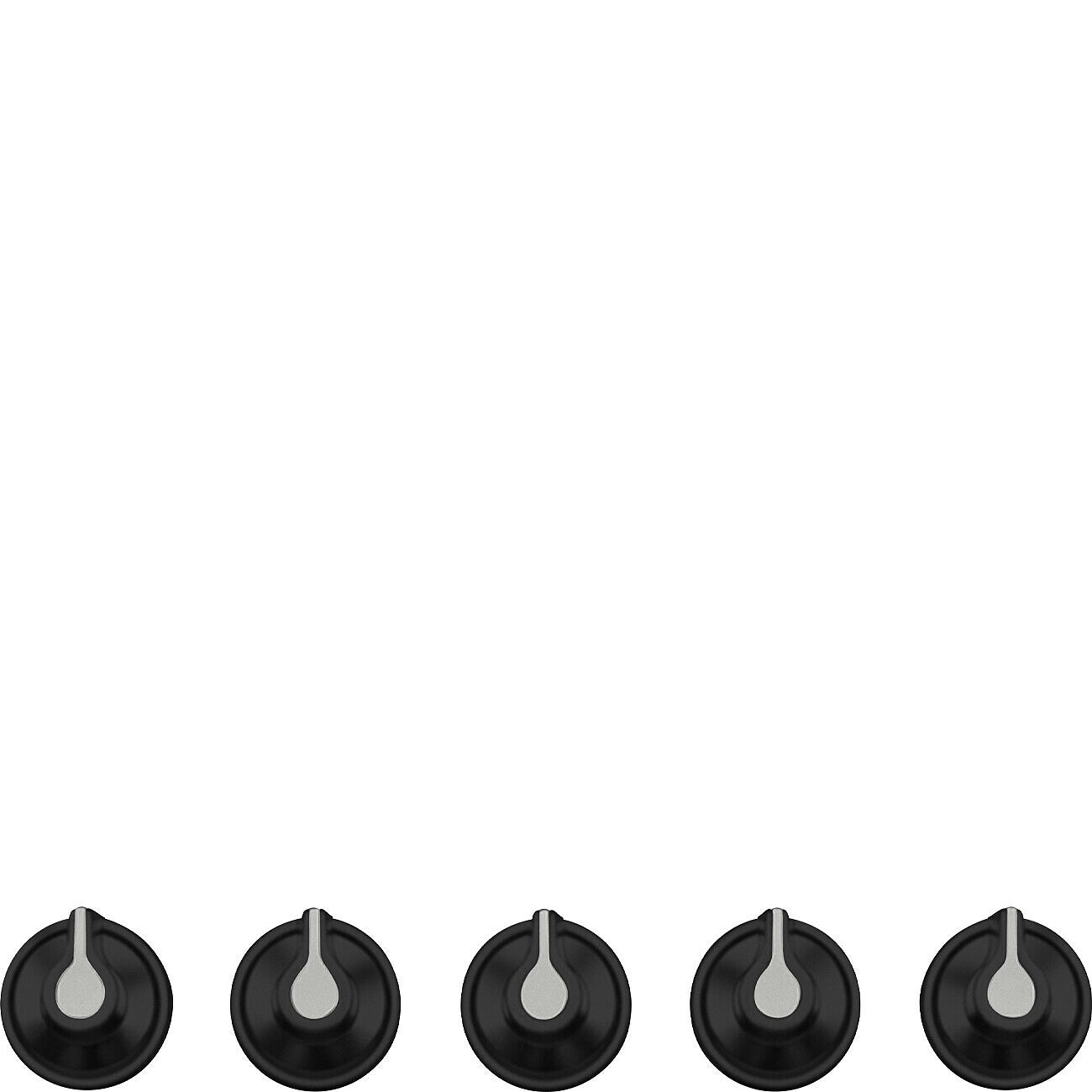 Set of 5 Pure Black Linea controls for use with Gas on Glass hobs