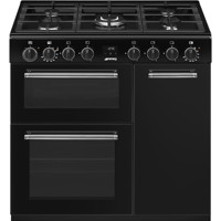 BG93GMBL 90cm Black Three Cavity Dual Fuel Cooker with Master Controls