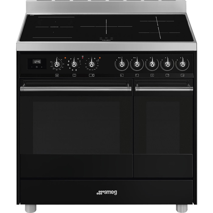 C92IPBL9-1 90cm Black Double Cavity Pyrolytic Cooker with Induction Hob