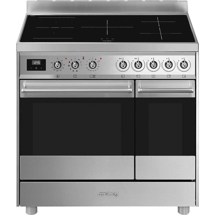 C92IPX9 90cm Stainless Steel Double Cavity Pyrolytic Cooker with Induction Hob