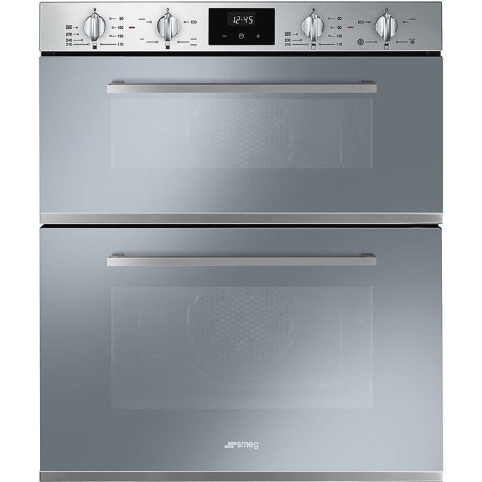 DUSF400S Cucina Under Counter Double Oven in Stainless Steel & Silver Glass