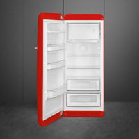 FAB28LRD5UK 60cm 50s Style Left Hand Hinge Fridge with Icebox Red