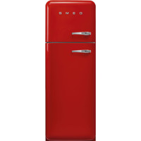 FAB30LRD5UK 60cm 50s Style Left Hand Hinge Freezer over Fridge Red