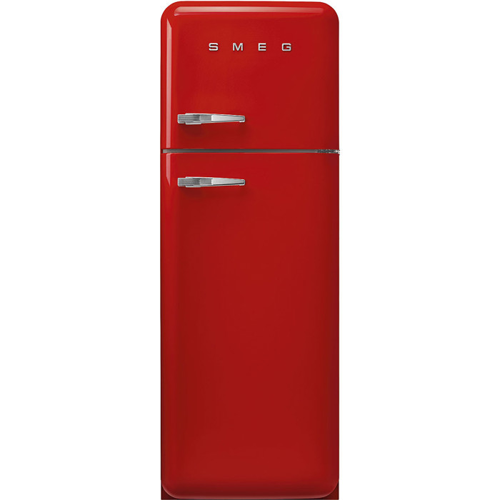 FAB30RRD5UK 60cm 50s Style Right Hand Hinge Freezer over Fridge Red