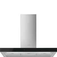 KBT9L4VN 90cm Chimney Hood Stainless Steel with Black Glass Facia Auto Vent 2.0