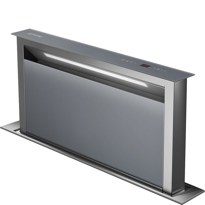 KDD90VXSE 90cm Island Downdraft Hood Stainless Steel and Silver Glass