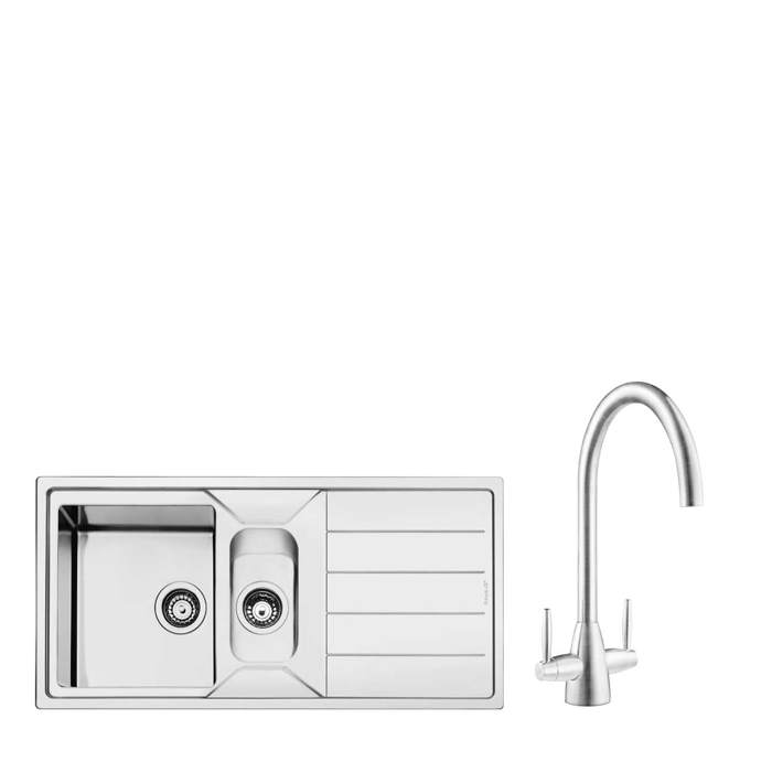 LDR10MIROS Inset Stainless Steel 1.5 Bowl Sink and MIRO Stainless Steel Tap Pack
