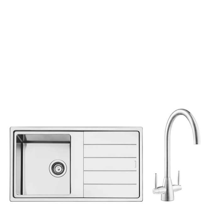 LDR86MIROS Inset Stainless Steel Single Bowl Sink and MIRO Stainless Steel WRAS Tap Pack
