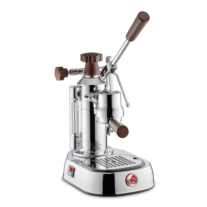 LPLELH01UK La Pavoni Europiccola Lusso Lever Coffee Machine Stainless Steel and Wood