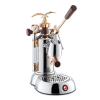 LPLEXP01UK La Pavoni Expo 2015 Lever Coffee Machine Stainless Steel Gold and Wood