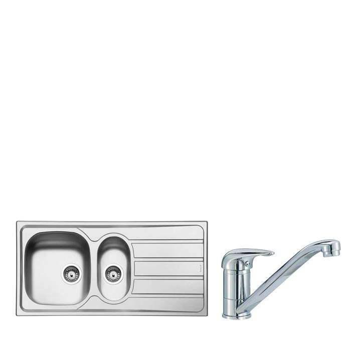 LYP10ROME2 Inset Stainless Steel 1.5 Bowl Sink and ROME Chrome Tap Pack