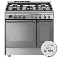 CG92PX9 90cm Stainless Steel Double Cavity Pyrolytic Dual Fuel Cooker