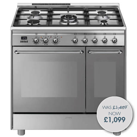 CG92PX9 90cm Stainless Steel Double Cavity Pyrolytic Dual Fuel Cooker