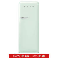 FAB28RPG5UK 60cm 50s Style Right Hand Hinge Fridge with Icebox Pastel Green