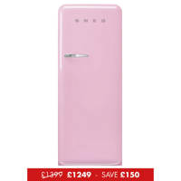 FAB28RPK5UK 60cm 50s Style Right Hand Hinge Fridge with Icebox Pink