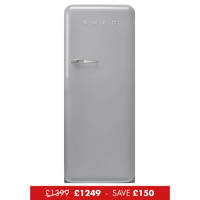 FAB28RSV5UK 60cm 50s Style Right Hand Hinged Fridge with Icebox Silver