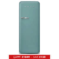 FAB28RDEG5 60cm 50s Style Right Hand Hinge Fridge with Icebox Emerald Green