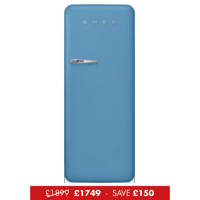 FAB28RDLB5 60cm 50s Style Right Hand Hinge Fridge with Icebox Azzurro Blue