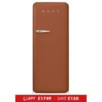 FAB28RDRU5 60cm 50s Style Right Hand Hinge Fridge with Icebox Rust