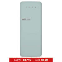 FAB28RDSA5 60cm 50s Style Right Hand Hinge Fridge with Icebox Sea Salt Green