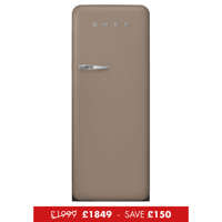 FAB28RDTP5 60cm 50s Style Right Hand Hinge Fridge with Icebox Taupe