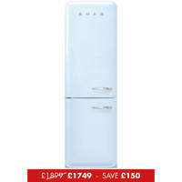 FAB32LPB5UK 60cm 50s Style Left Hand Hinge Fridge Freezer Pastel Blue