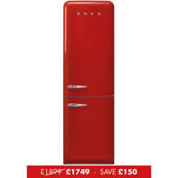 FAB32RRD5UK 60cm 50s Style Right Hand Hinge Fridge Freezer Red