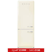 FAB38LCR5 70cm 50s Style Left Hand Hinge Fridge Freezer Cream