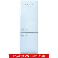 FAB38RPB5 70cm 50s Style Right Hand Hinge Fridge Freezer Pastel Blue