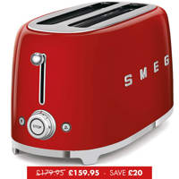 Red 4 Slice (2 Slot) Long-Slot Toaster