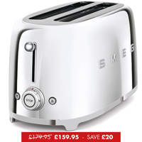 Polished Stainless Steel 4 Slice (2 Slot) Long-Slot Toaster