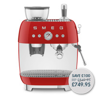 Gloss Red Espresso Coffee Machine with Integrated Grinder