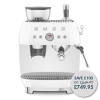 Gloss White Espresso Coffee Machine with Integrated Grinder