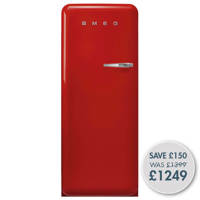 FAB28LRD5UK 60cm 50s Style Left Hand Hinge Fridge with Icebox Red