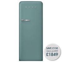 FAB28RDEG5 60cm 50s Style Right Hand Hinge Fridge with Icebox Emerald Green