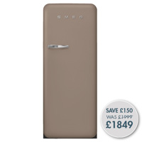 FAB28RDTP5 60cm 50s Style Right Hand Hinge Fridge with Icebox Taupe