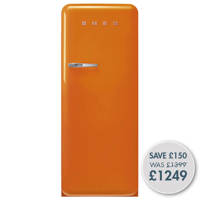 FAB28ROR5 60cm 50s Style Right Hand Hinge Fridge with Icebox Orange