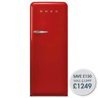 FAB28RRD5UK 60cm 50s Style Right Hand Hinge Fridge with Icebox Red