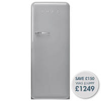 FAB28RSV5 60cm 50s Style Right Hand Hinged Fridge with Icebox Silver