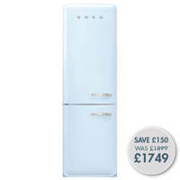 FAB32LPB5UK 60cm 50s Style Left Hand Hinge Fridge Freezer Pastel Blue