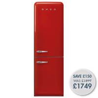 FAB32RRD5UK 60cm 50s Style Right Hand Hinge Fridge Freezer Red