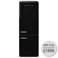 FAB38RBL5 70cm 50s Style Right Hand Hinge Fridge Freezer Black