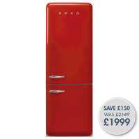 FAB38RRD5 70cm 50s Style Right Hand Hinge Fridge Freezer Red