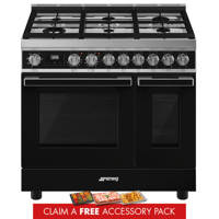 CPF92GMBL 90cm Portofino Dual Fuel Range Cooker Black