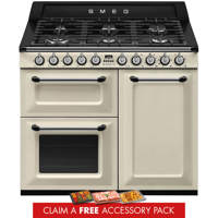 TR103P 100cm Victoria Dual Fuel Range Cooker Cream