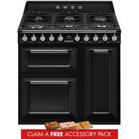 TR93BL 90cm Victoria Dual Fuel Range Cooker Black