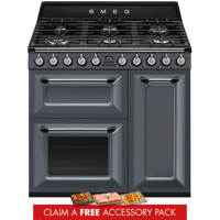 TR93GR 90cm Victoria Dual Fuel Range Cooker Slate Grey