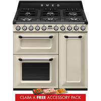 TR93P 90cm Victoria Dual Fuel Range Cooker Cream