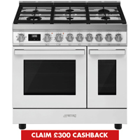 CPF92GMWH 90cm Portofino Dual Fuel Range Cooker White