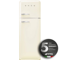 FAB30RCR5UK 60cm 50s Style Right Hand Hinge Freezer over Fridge Cream